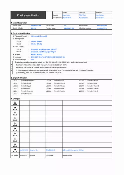 Mode d'emploi LG 55UB850V