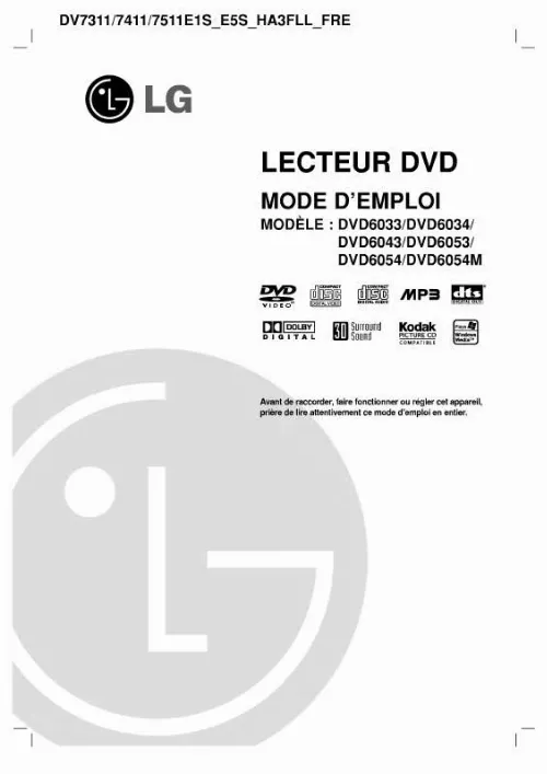 Mode d'emploi LG DVD6033