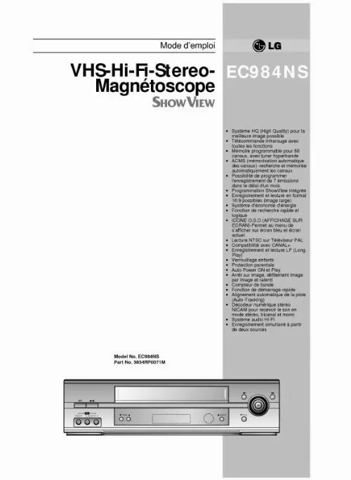 Mode d'emploi LG EC984NS