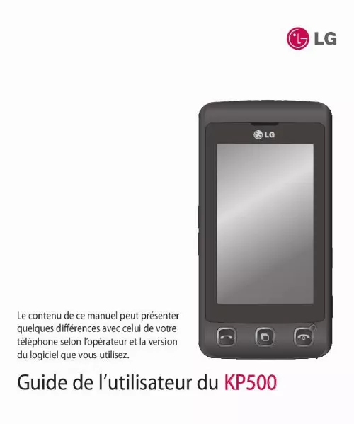 Mode d'emploi LG KP500