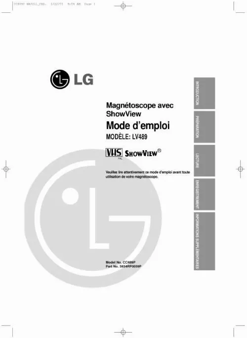 Mode d'emploi LG LV489