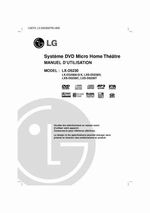 Mode d'emploi LG LX-D5230D