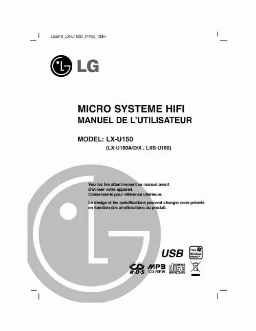 Mode d'emploi LG LX-U150D