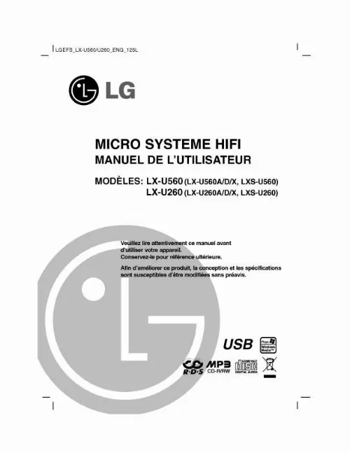 Mode d'emploi LG LX-U260D