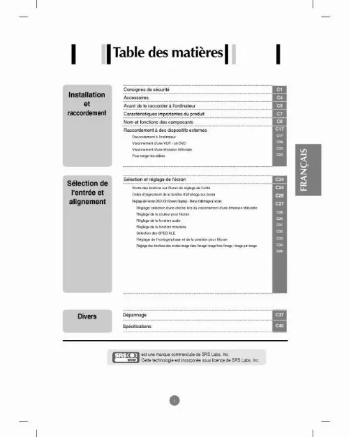 Mode d'emploi LG M203WX-BZ