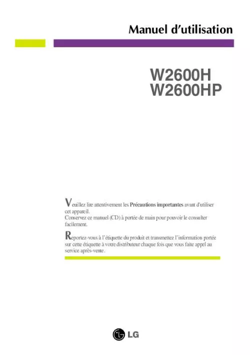 Mode d'emploi LG W2600HP-BF