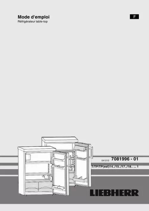 Mode d'emploi LIEBHERR KTS 126 COMFORT