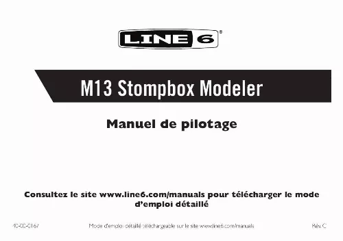 Mode d'emploi LINE 6 M13 STOMPBOX MODELER