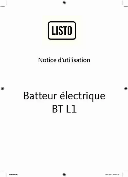 Mode d'emploi LISTO BT L1N