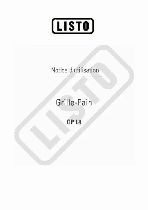 Mode d'emploi LISTO GRILLE-PAIN GP L4
