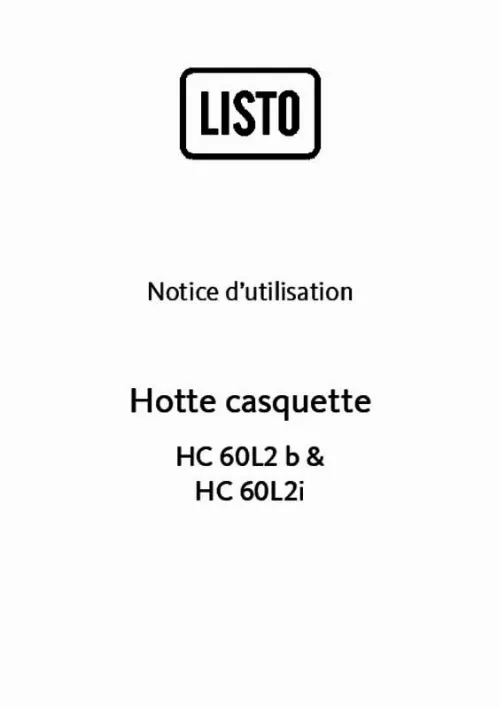Mode d'emploi LISTO HOTTE CASQUETTE HC 60L2B I