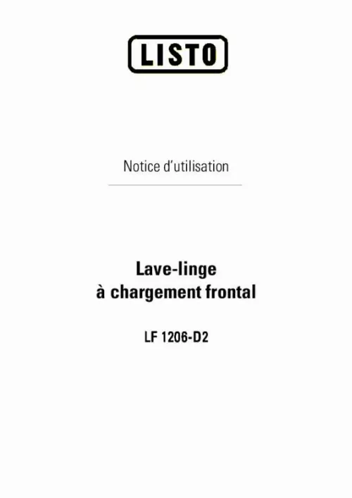 Mode d'emploi LISTO LAVE-LINGE LF 1206-D2