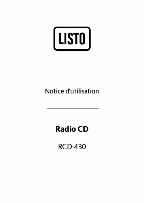 Mode d'emploi LISTO RADIO CD RCD-430