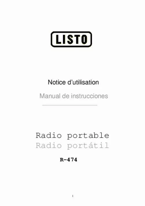 Mode d'emploi LISTO RADIO PORTABLE R-474