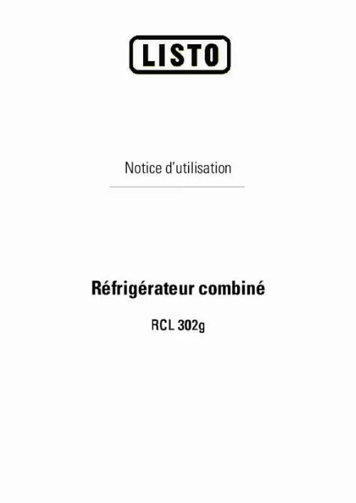 Mode d'emploi LISTO REFRIGERATEUR COMBINE RCL 302G