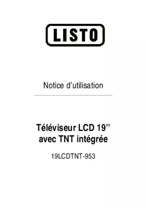 Mode d'emploi LISTO TELEVISEUR LCD 19LCDTNT-953