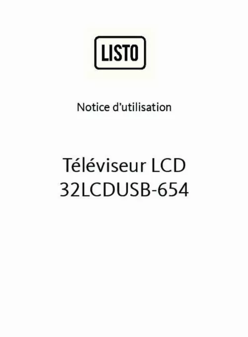 Mode d'emploi LISTO TELEVISEUR LCD 32LCDUSB-654