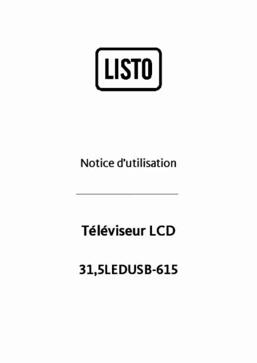 Mode d'emploi LISTO TV LED 32LEDUSB-615