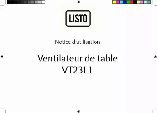 Mode d'emploi LISTO VENTILATEUR DE TABLE VT23L1