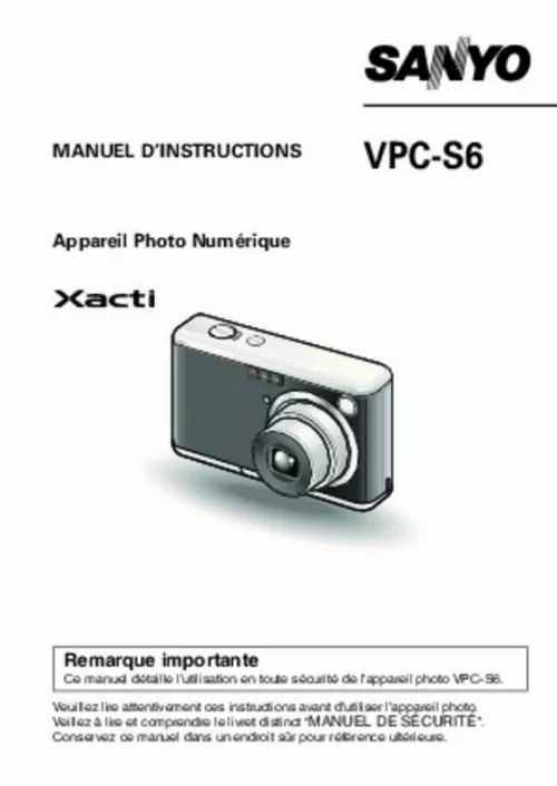 Mode d'emploi LOGICOM-SANYO XACTI VPC-S6