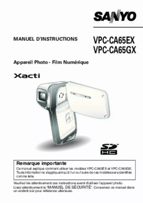 Mode d'emploi LOGICOM-SANYO XACTI VPC-CA65