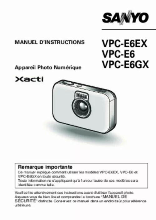 Mode d'emploi LOGICOM-SANYO XACTI VPC-E6EX