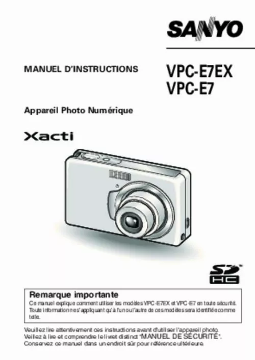 Mode d'emploi LOGICOM-SANYO XACTI VPC-E7EX