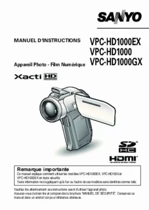 Mode d'emploi LOGICOM-SANYO XACTI VPC-HD1000