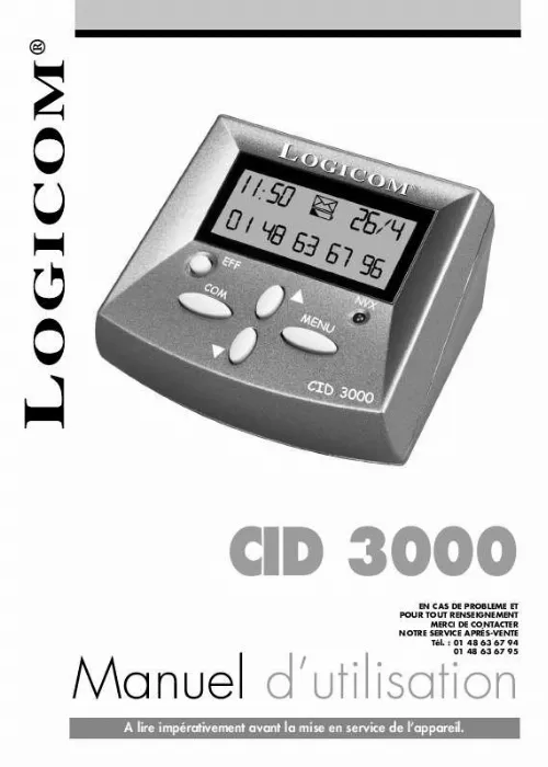Mode d'emploi LOGICOM CID 3000