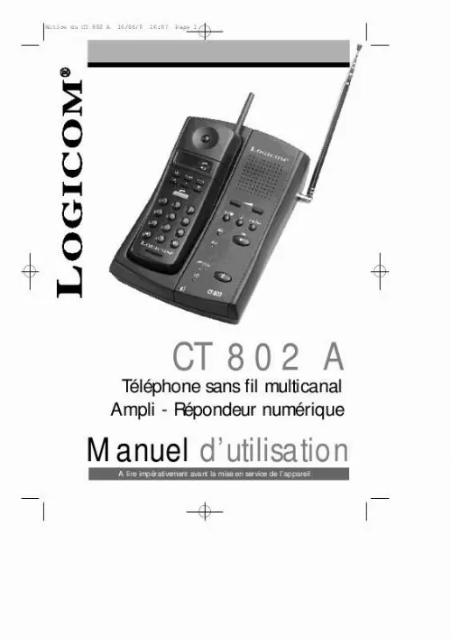 Mode d'emploi LOGICOM CT 802 A