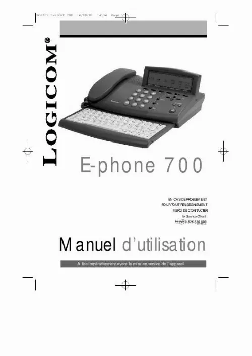 Mode d'emploi LOGICOM E-PHONE 700