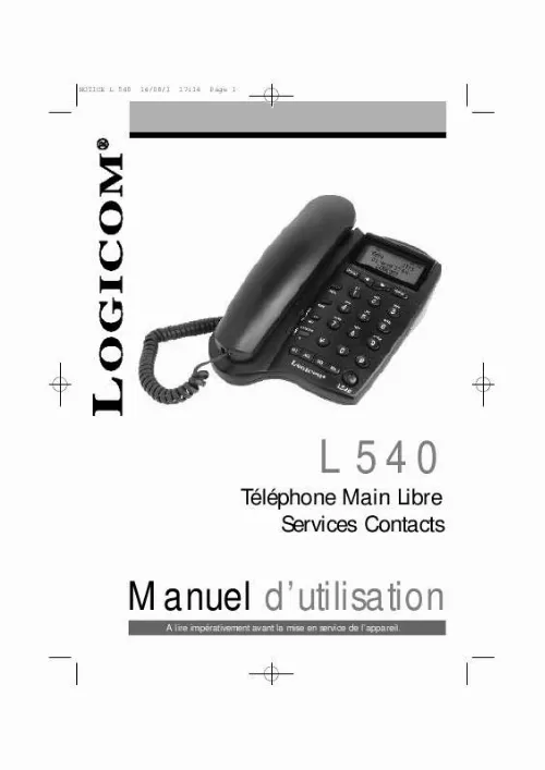 Mode d'emploi LOGICOM L540