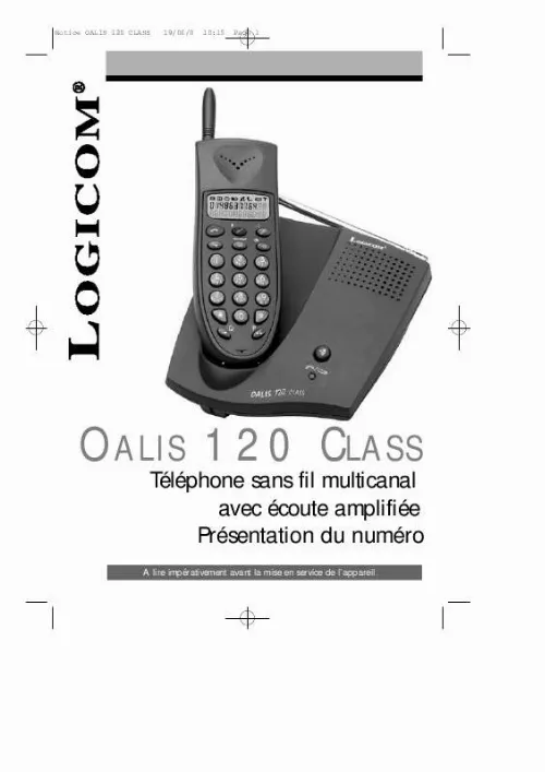 Mode d'emploi LOGICOM OALIS 120 CLASS
