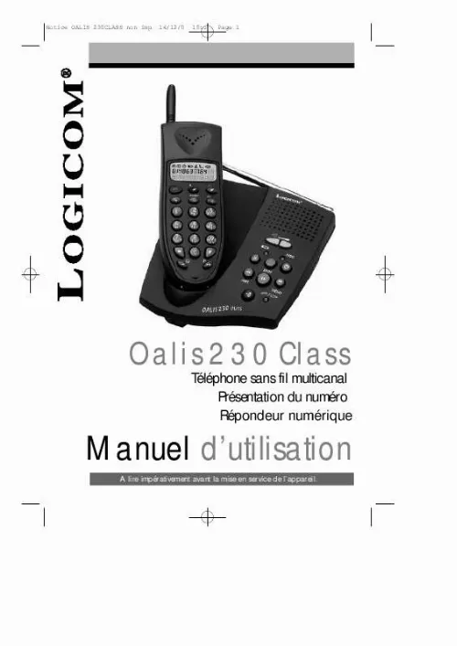 Mode d'emploi LOGICOM OALIS 200 CLASS