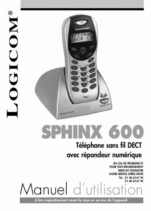 Mode d'emploi LOGICOM SPHINX 600