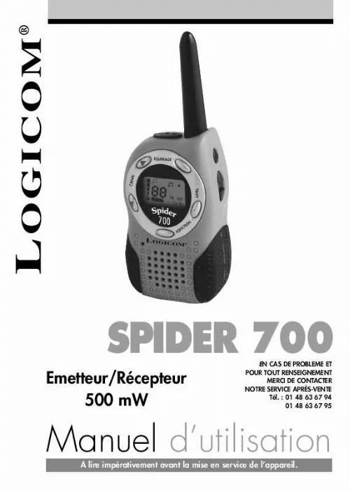 Mode d'emploi LOGICOM SPIDER 700