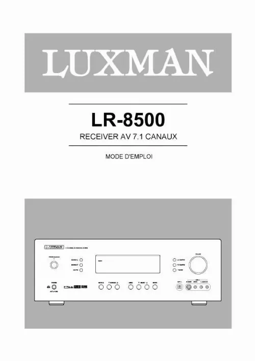 Mode d'emploi LUXMANN LR-8500