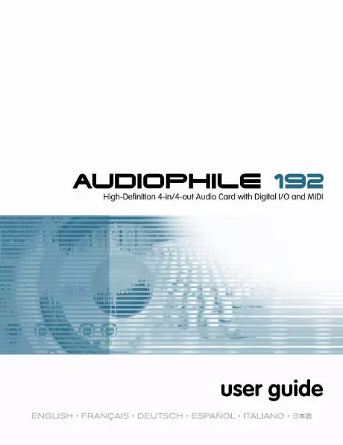 Mode d'emploi M-AUDIO AUDIOPHILE 192