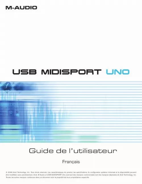 Mode d'emploi M-AUDIO MIDISPORT UNO USB