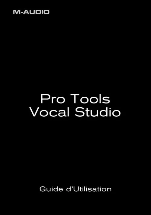 Mode d'emploi M-AUDIO PRO TOOLS VOCAL STUDIO