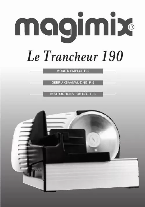Mode d'emploi MAGIMIX LE TRANCHEUR 190