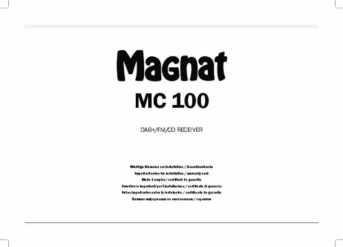 Mode d'emploi MAGNAT MC 100