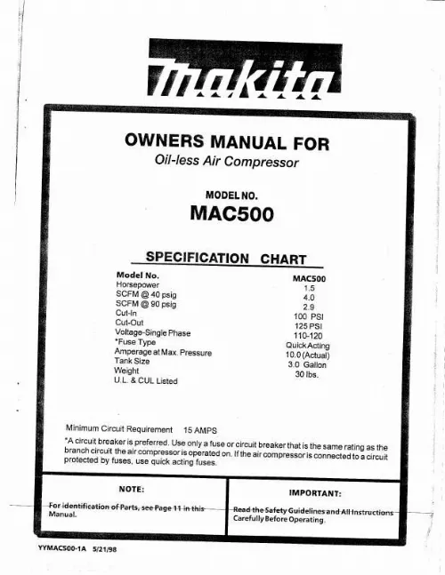 Mode d'emploi MAKITA MAC500