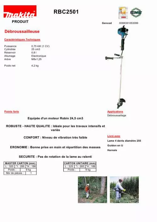 Mode d'emploi MAKITA RBC2501