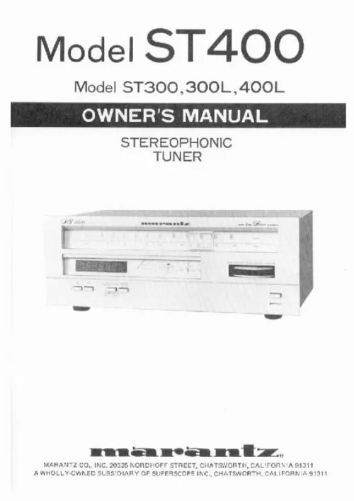 Mode d'emploi MARANTZ ST 300 L