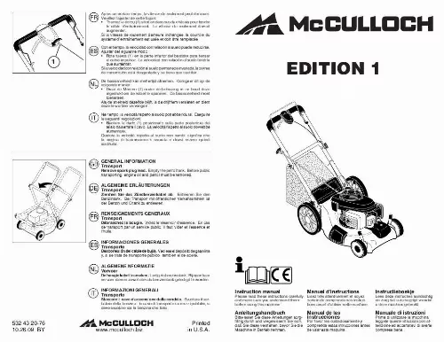 Mode d'emploi MCCULLOCH EDITION 1