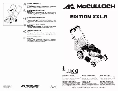 Mode d'emploi MCCULLOCH EDITION XXL-R