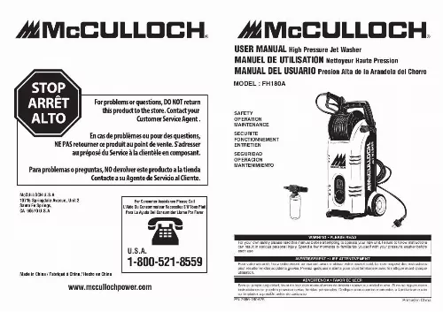 Mode d'emploi MCCULLOCH FH180A