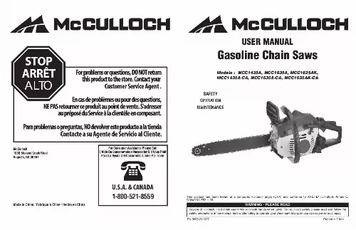 Mode d'emploi MCCULLOCH MCC1435A