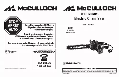 Mode d'emploi MCCULLOCH MCC1514